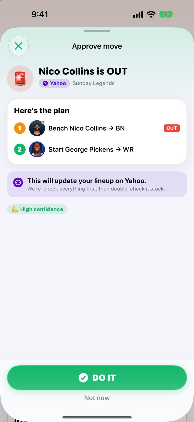 Approve move sheet with the DO IT button