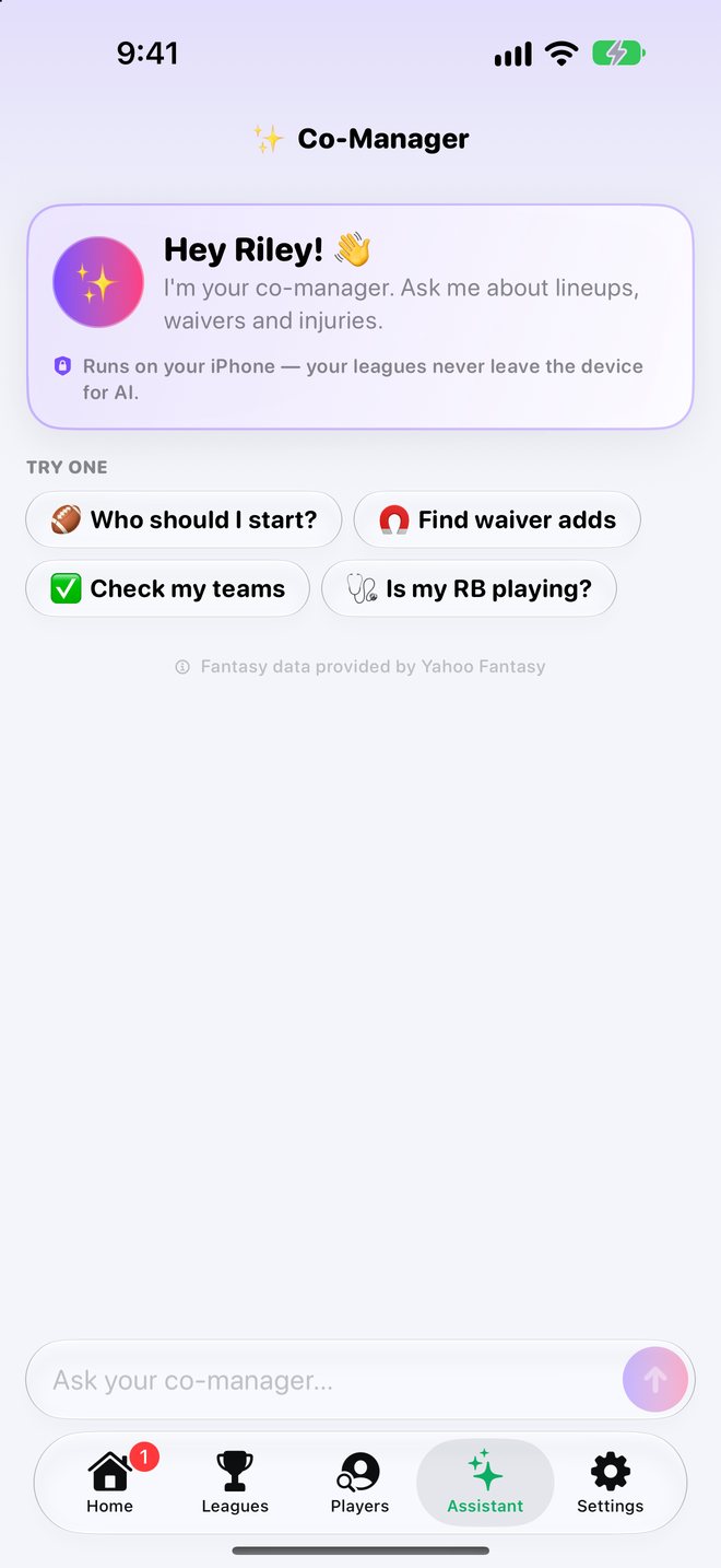 The on-device Assistant ready for a question